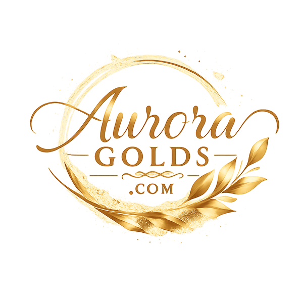 Gold logo with 'Aurora Golds' text on a white background